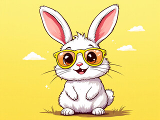 Obraz premium Bunny with yellow sunglasses