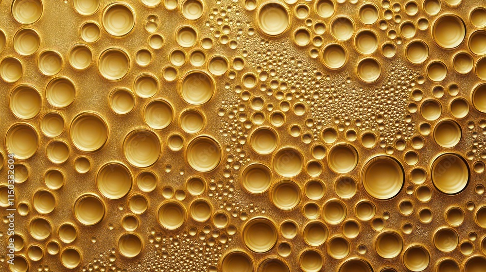 Poster a gold background with many small gold circles - generative ai