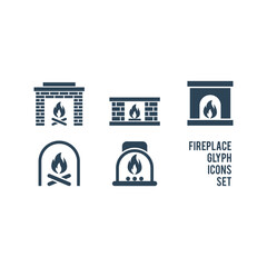 Fireplace icons set vector logo template design illustration.