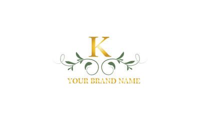 Obraz premium Logo design for hotel, restaurant and other business. Luxury badge with letter K.