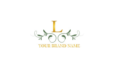 Logo design for hotel, restaurant and other business. Luxury badge with letter L.
