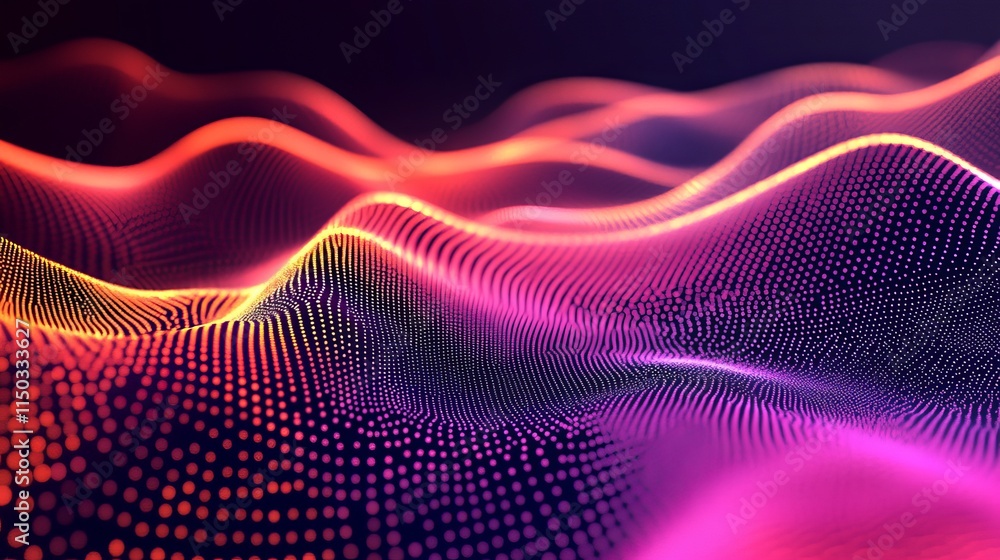 Poster colorful abstract wave patterns create a vibrant display of light that dazzles the viewer's senses w