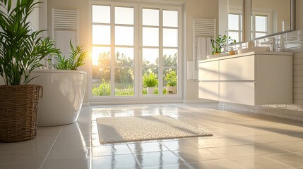 Fototapeta premium Bright and Modern Bathroom with Natural Light