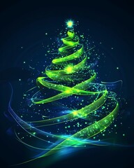 Bright and vibrant digital Christmas tree design.