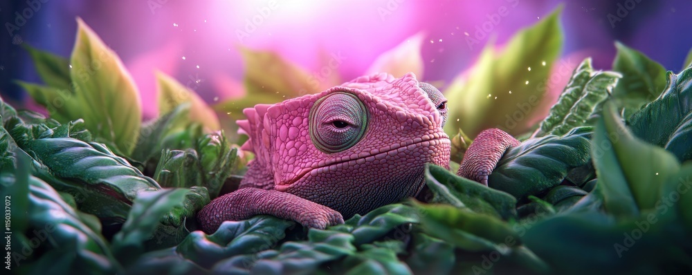 Aufkleber experience the magic of camouflage with a chameleon hiding in plain sight within a colorful rainfore