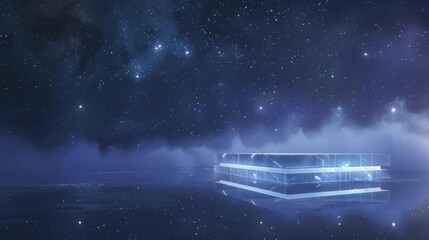 Futuristic Glass Structure Under a Starry Night Sky