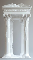 Skulptur eines antiken Portals mit zerbrochenen Säulen und Details

