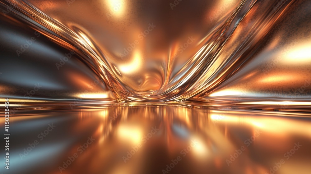 Poster Dynamic metallic abstract texture digital art modern design futuristic environment close-up view creative concept