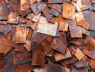 Copper scraps piled in a disordered manner.