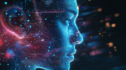 Dynamic personal branding concept digital space abstract visualization futuristic environment profile view innovation