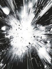 Dynamic explosion with intense light and energy.
