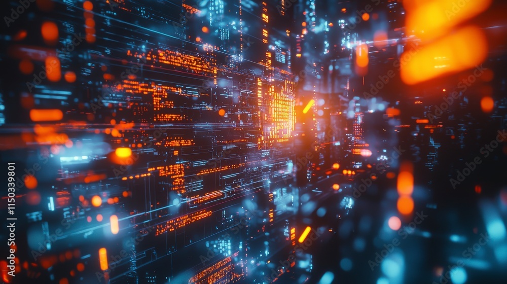 Aufkleber Global connectivity through data flow digital environment abstract visualization modern technology futuristic viewpoint