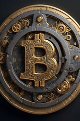 Bitcoin coin with nice background crypto money concept