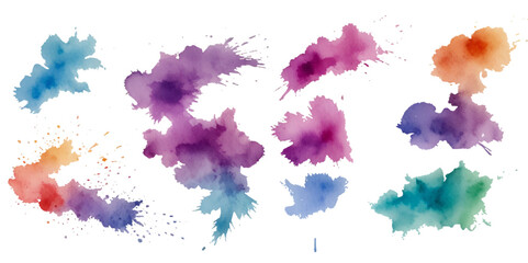 Set of colorful paint splatter abstract vector texture background. Set of abstract watercolor water splash background.