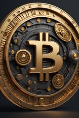 Bitcoin coin with nice background crypto money concept