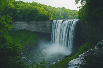 Obraz premium Serenity of a Majestic Waterfall in Nature