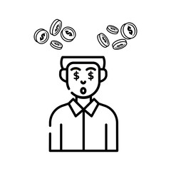 Made in uk Man Obsessed with Money: A Whimsical Illustration