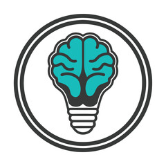 Minimalist Brain Lightbulb Icon for Creative Ideas.