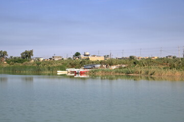 Naklejka premium the Tigris river at the Euphrates and Tigris confluence, Shatt al-Arab, Al-Qurna, Basra, Iraq
