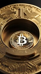 Bitcoin coin with nice background crypto money concept