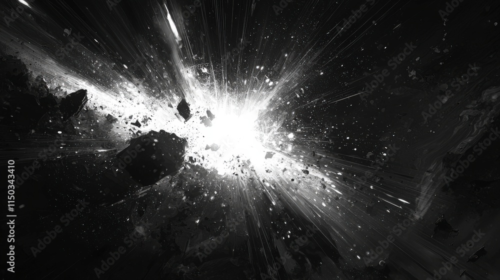 Poster explosive cosmic light burst outer space digital art nebula environment dynamic perspective energy c