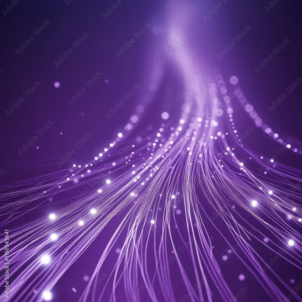 Poster abstract purple light trails create a sense of movement and depth in a digital landscape with glowin