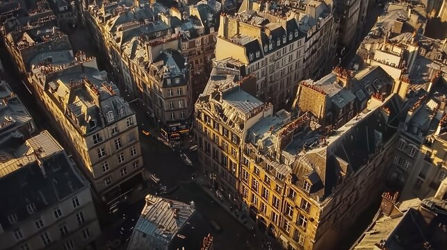 Dynamic cityscape urban architecture overlaid with streets aerial view vibrant atmosphere paris