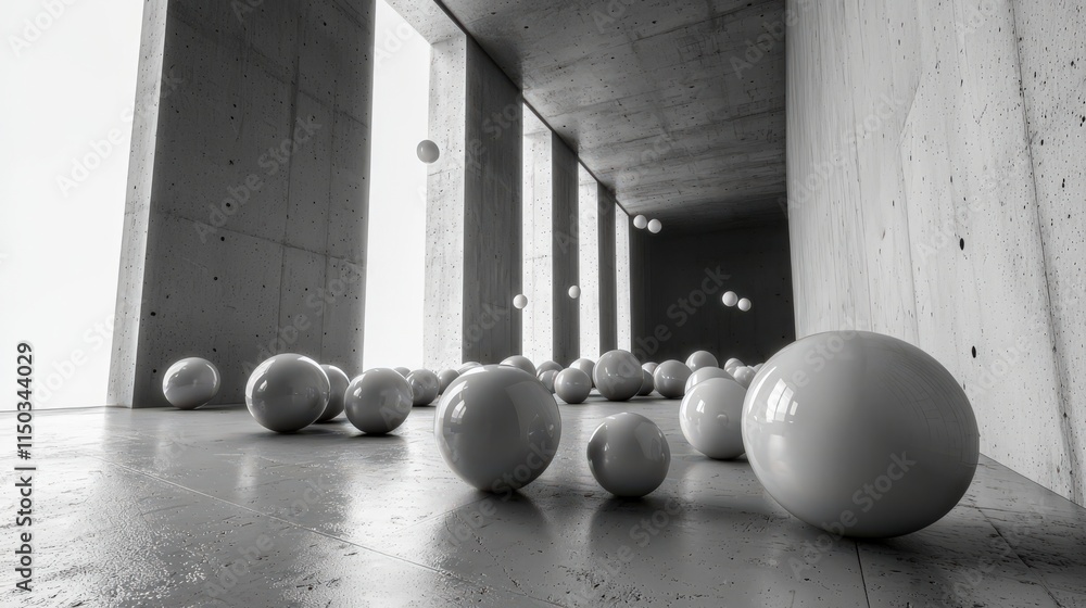 Leinwandbilder minimalist modern architecture interacting spheres in an abstract artistic space with unique perspec