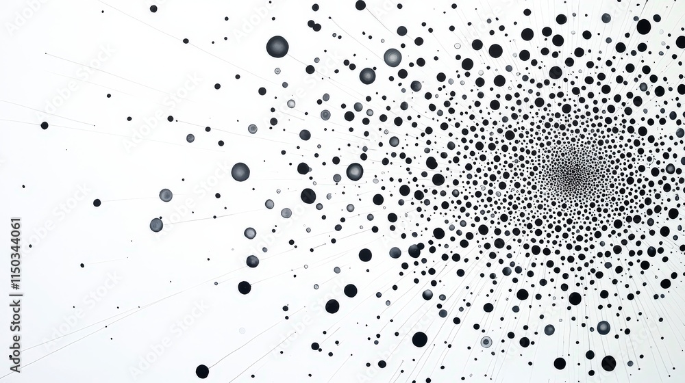 Aufkleber intricate shifting dot patterns abstract art digital illustration monochrome aerial view modern desi