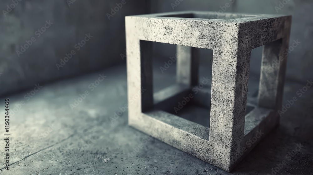 Aufkleber Dynamic cube transformation industrial studio 3d rendering minimalist environment close-up view conceptual design