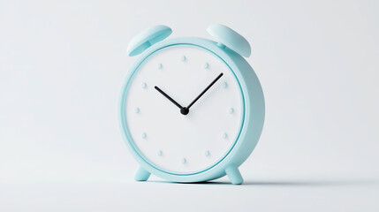 Light blue three-dimensional clock design on a white background