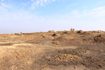 House of the Prophet Abraham beside the Restored ziggurat in ancient Ur, sumerian temple, Iraq