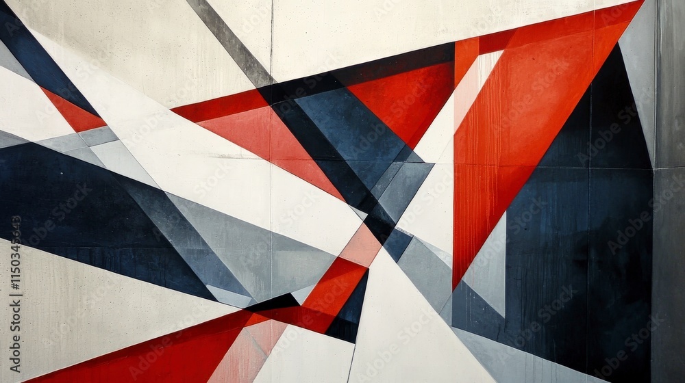 Aufkleber dynamic geometric composition of intersecting diagonals urban wall art abstract design vibrant color