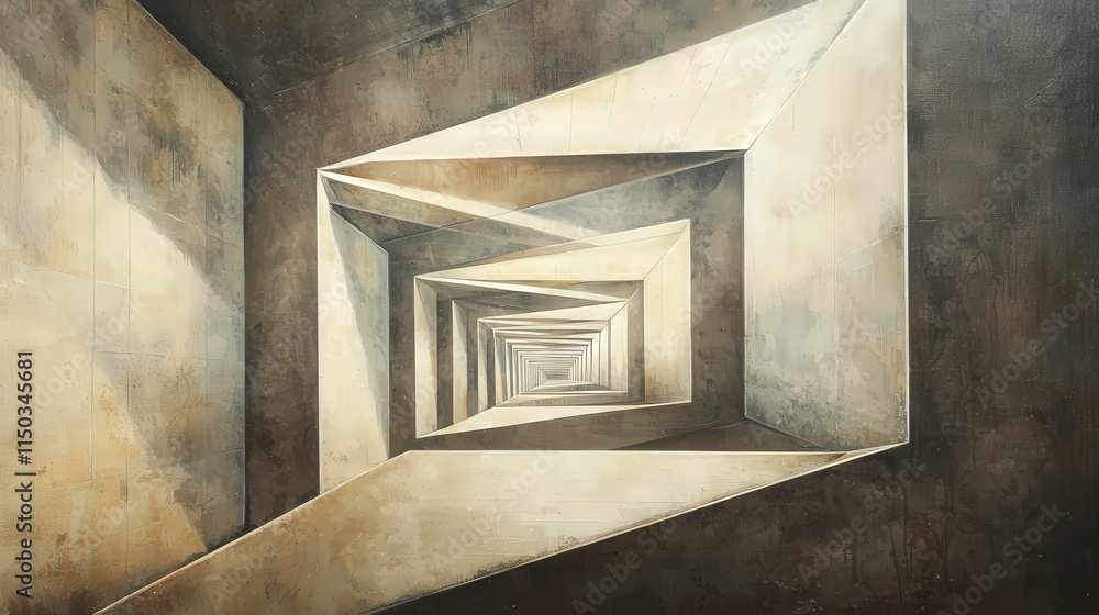 Poster Dynamic abstract space unique perspective on geometric composition of intersecting diagonals in contemporary digital art