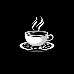 Obraz premium Steaming Coffee Cup with Beans on Saucer