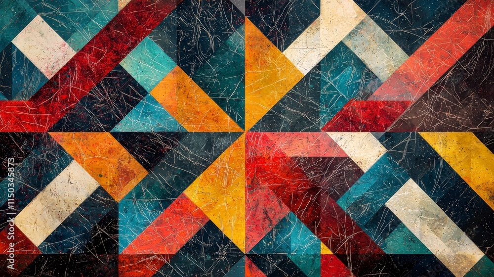 Poster Geometric pattern with intermittent breaks abstract art digital design colorful environment unique viewpoint modern concept