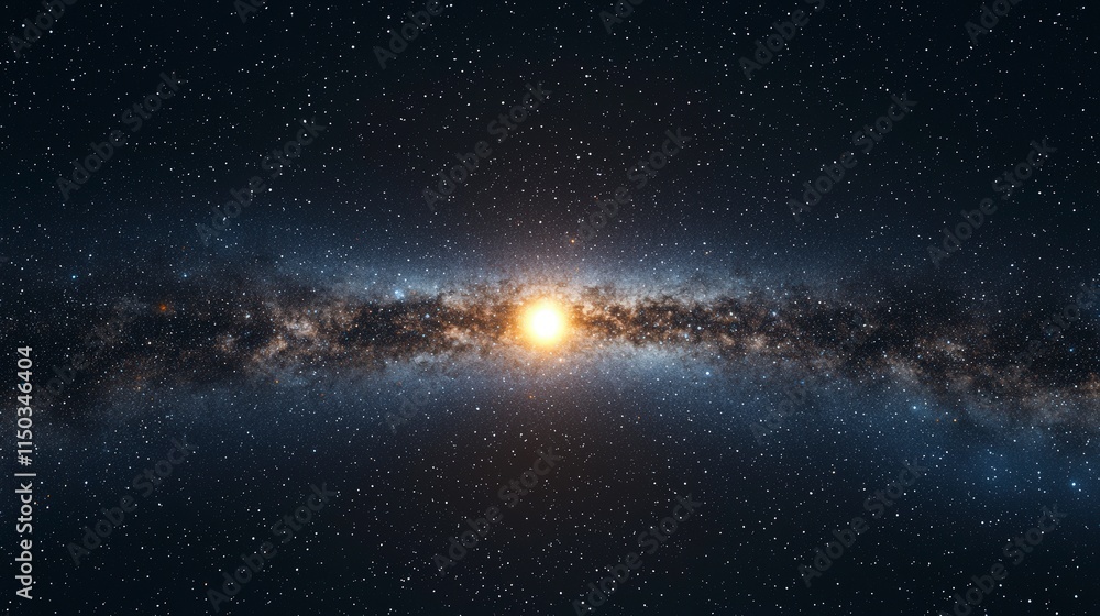 Aufkleber expanding galaxy with a glowing center cosmic scene digital artwork deep space wide angle celestial 