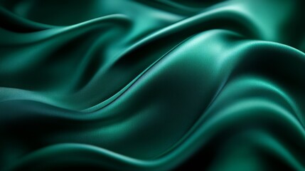 Obraz premium A close-up view of elegant, flowing green fabric, showcasing its smooth texture and rich color, creating a luxurious and dynamic visual effect.