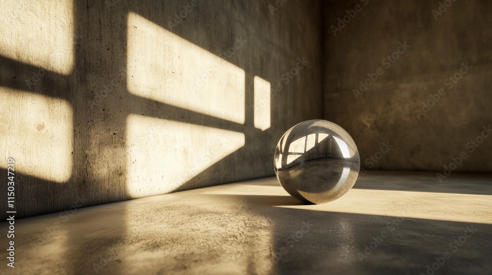 Aufkleber Light object casting dense shadow in concrete room visual art minimalist environment abstract viewpoint