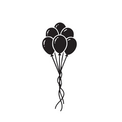 Silhouette balloons flat icon vector illustration on a white background.