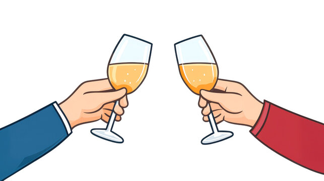 Hands Holding Champagne Glasses Celebrating a Toast
