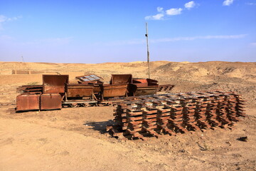 equipment of the archaeologists who working at the excavation site in the Ancient City of Uruk, Iraq