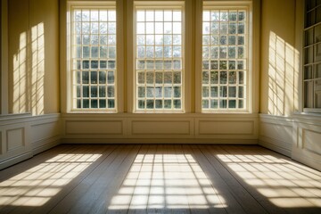 Fototapeta premium Bright and Airy Empty Room with Sunlight Streaming