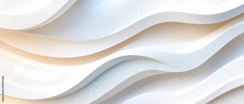 Wall mural stylish wavy background in soft white tones, creating an elegant and modern design for various appli