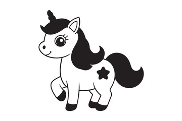 Unicorn power illustration on white background.