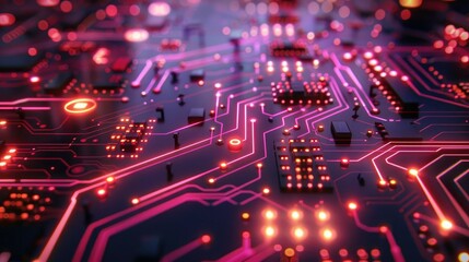 Fototapeta premium High-tech neon circuit board design