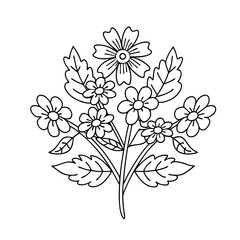 Monochrome Black Flower Silhouettes in Vase on White Canvas