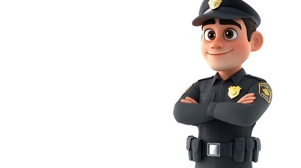 Police officer character cartoon style digital art friendly atmosphere