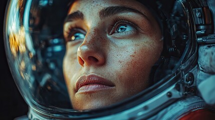 An astronaut, wearing a helmet, embarks on a space mission to explore the universe and its unknown future, seeking knowledge and adventure