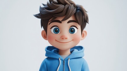 Close-up of cheerful 3d character in bright animated studio